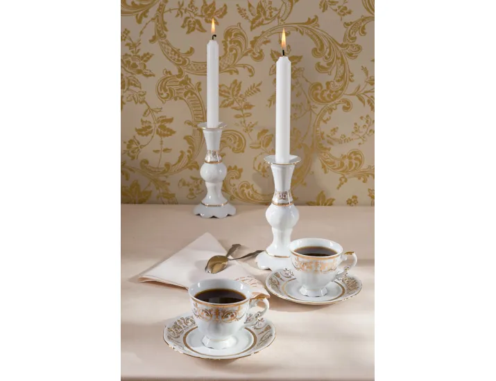 Набор кофейных пар на 6 персон 12 предметов 0,15л Leander Сабина Золотой орнамент декор 1373 02160414-1373