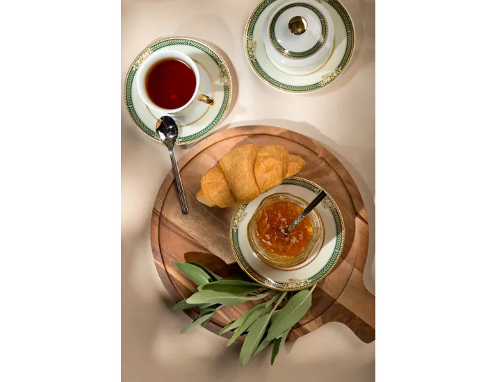 Набор кофейных пар на 6 персон 12 предметов Leander Сабина, Фрукты на зелёной ленте декор 0711 02160414-0711