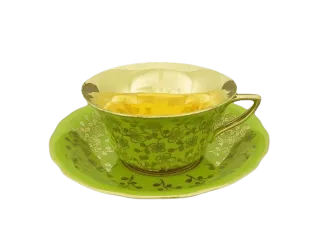 Кофейная пара низкая 100мл Leander Виндзор Золотые цветы салатовая 13120424-H341