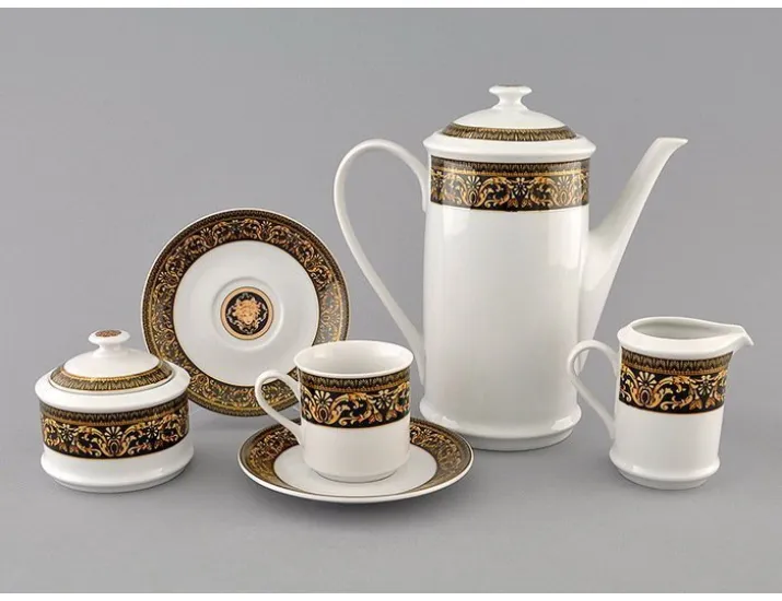 Сервиз кофейный 15 предметов 6 персон 0,15л Leander Сабина Версаче декор 172B