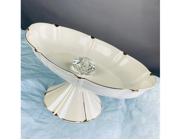 Овальная фруктовница 35,5см Lenardi ЖЕМЧУГ на ножке 102-072