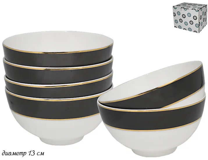 Набор из 6 салатников 13см Lenardi Седая Роза 105-574