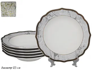 Набор тарелок глубоких 6шт 23см Lenardi Мрамор 105-659