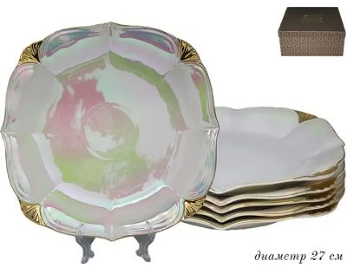 Набор тарелок глубоких 6шт 22см Lenardi Перламутр 105-693