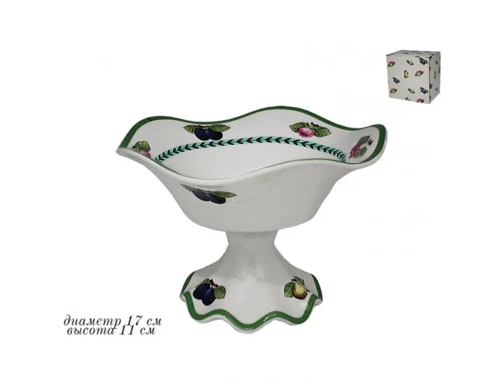 Конфетница на ножке 17см Lenardi Фрукты 105-829