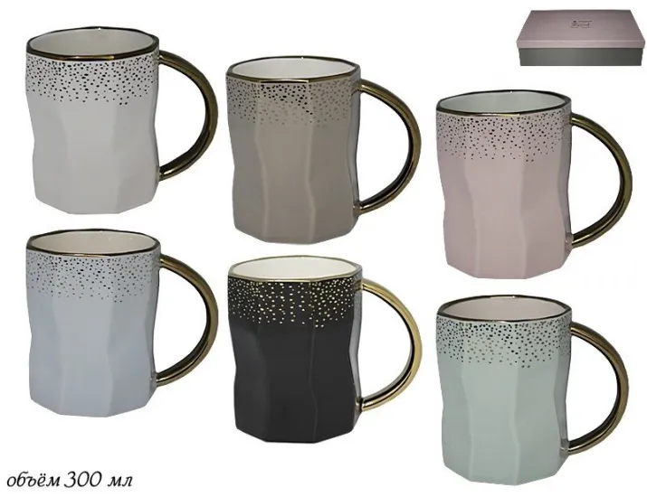 Набор из 6 кружек на Lenardi черный 106-076