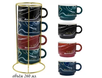 Набор кружек на подставке 4шт 260мл Lenardi 106-132