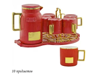 Чайный сервиз на 6 персон 10 предметов Lenardi 106-177 красный
