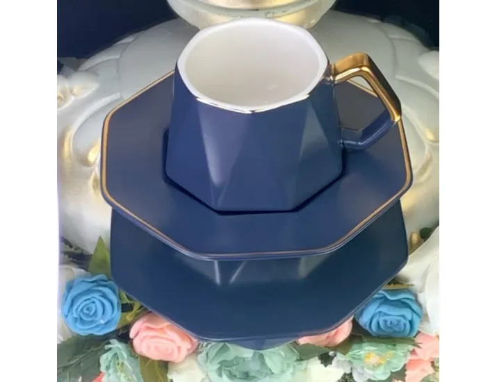 Набор чайных пар на 6 персон 12 предметов 230мл Lenardi синий 106-190