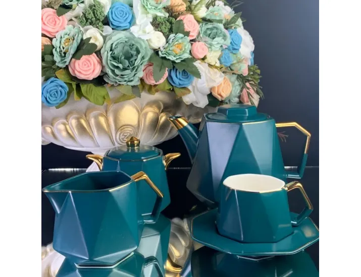 Чайный сервиз на 6 персон 17 предметов Lenardi 106-193 изумруд