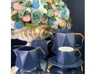 Чайный сервиз на 6 персон 17 предметов Lenardi 106-194 синий