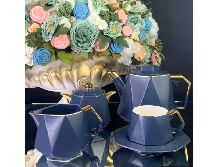 Чайный сервиз на 6 персон 17 предметов Lenardi 106-194 синий