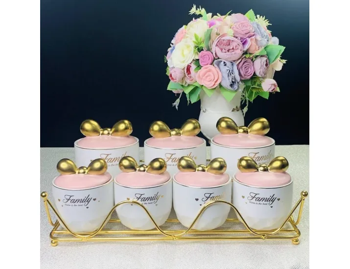 Набор из 7 банок для сыпучих на подставке Lenardi 106-206