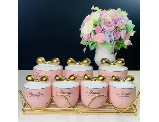 Набор из 7 банок для сыпучих на подставке Lenardi 106-208 розовый