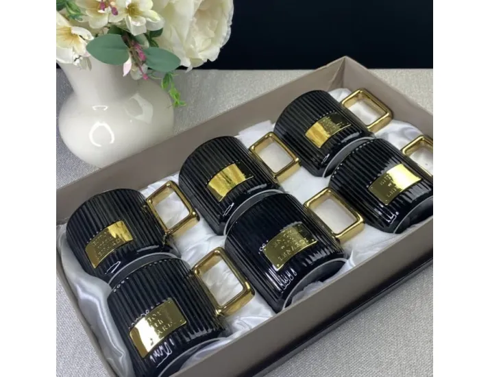 Набор кружек 6шт 350мл Lenardi чёрный 106-214