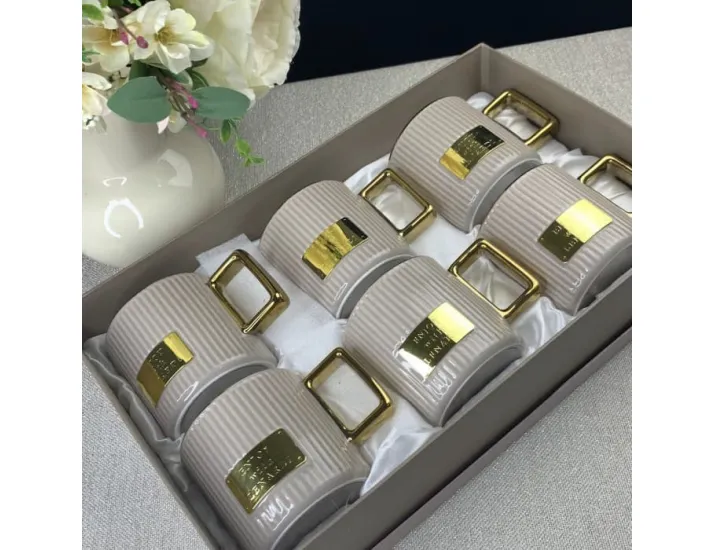 Набор кружек 6шт 350мл Lenardi бежевый 106-216