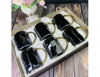 Набор кружек 6шт 300мл Lenardi чёрный 106-239