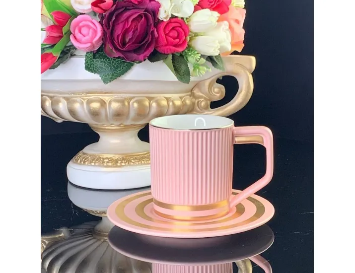 Набор чайных пар на 6 персон 12 предметов 240мл Lenardi 106-245 розовый