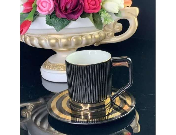 Набор чайных пар на 6 персон 12 предметов 240мл Lenardi 106-248 чёрный