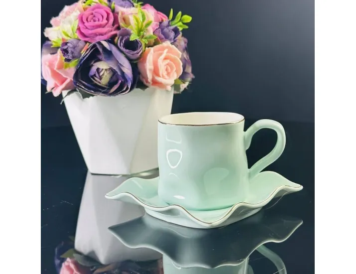 Набор кофейных пар на 6 персон 12 предметов 150мл Lenardi 106-259 голубой