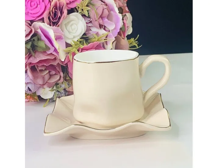 Набор чайных пар на 6 персон 12 предметов 260мл Lenardi 106-264 экрю