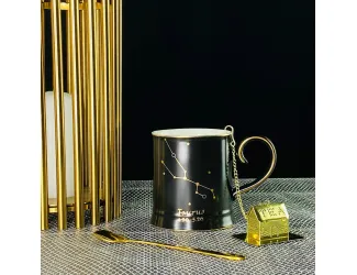 Кружка 400мл с ложкой и фильтром Lenardi 106-291 Телец