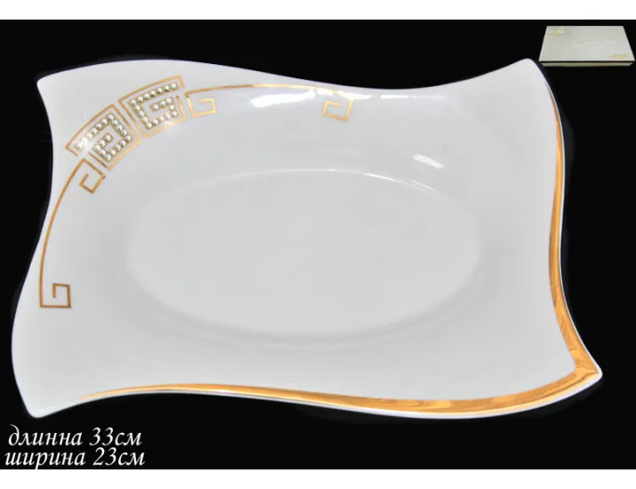 Прямоугольное блюдо 33см Lenardi Givenchi Gold 108-136