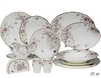Обеденный сервиз на 6 персон 25 предметов Lenardi Пионы 108-215