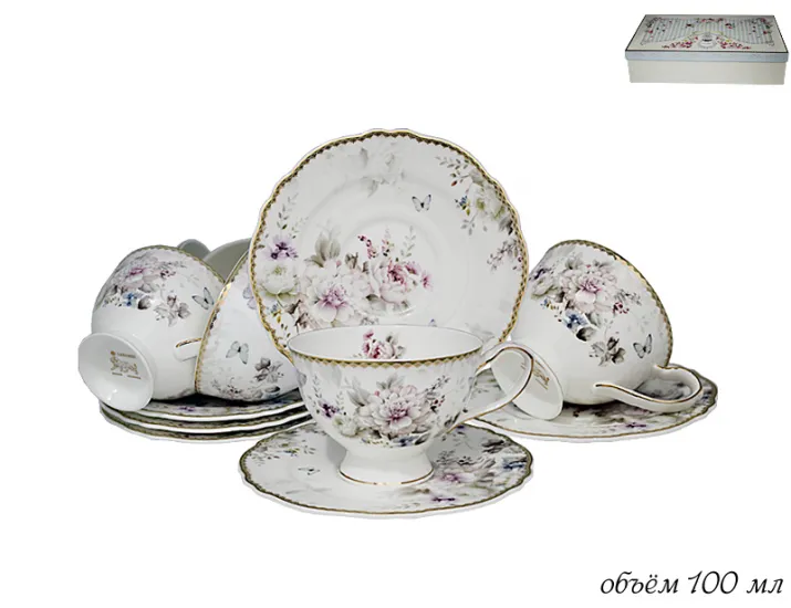 Набор кофейных пар 12 предметов Lenardi Хризантемы 108-220