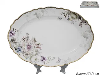 Овальное блюдо 35,5см Lenardi Хризантемы 108-230
