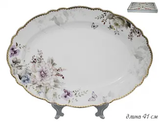 Овальное блюдо 41см Lenardi Хризантемы 108-232