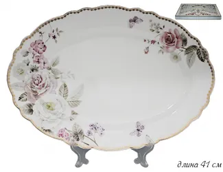 Овальное блюдо 41см Lenardi Пионы 108-233