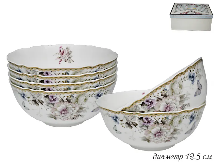 Набор из 6 салатников 12.5см Lenardi Хризантемы 108-240