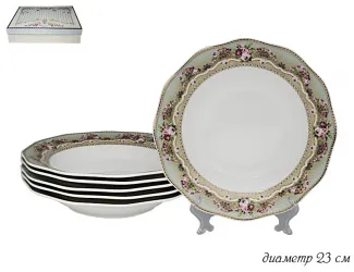 Набор из 6 глубоких тарелок 23см Lenardi Малахит 108-258