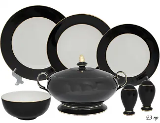 Обеденный сервиз на 6 персон 23 предмета Lenardi чёрный 108-291