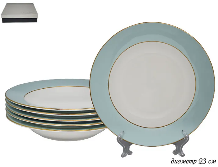 Набор из 6 глубоких тарелок 23см Lenardi голубой 108-296/1