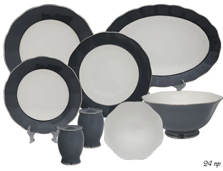 Обеденный сервиз на 6 персон 24 предмета Lenardi серый 108-304