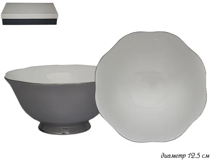 Набор из 2 салатников 13см Lenardi Smoky серый 108-313