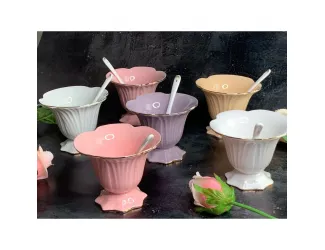 Набор из 6 креманок 250 мл с ложками Lenardi 109-049