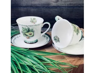 Набор чайных пар на 6 персон 12 предметов 250мл Lenardi Авокадо 109-071