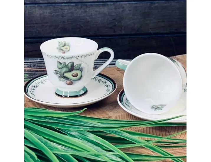 Набор кофейных пар на 6 персон 12 предметов 125мл Lenardi Авокадо 109-099