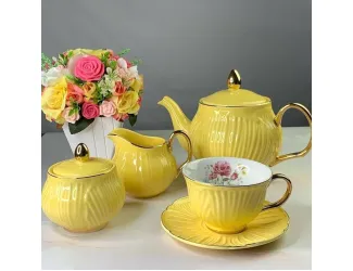 Чайный сервиз на 6 персон 15 предметов Lenardi 109-114 жёлтый