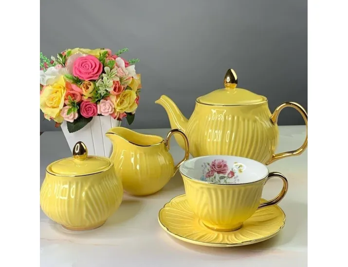 Чайный сервиз на 6 персон 15 предметов Lenardi 109-114 жёлтый