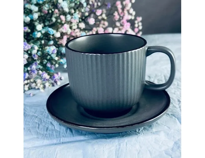 Набор чайных пар на 6 персон 12 предметов 210мл Lenardi 109-145 чёрный