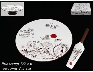 Тортовница 32см с лопаткой Lenardi Птичий дворик 110397