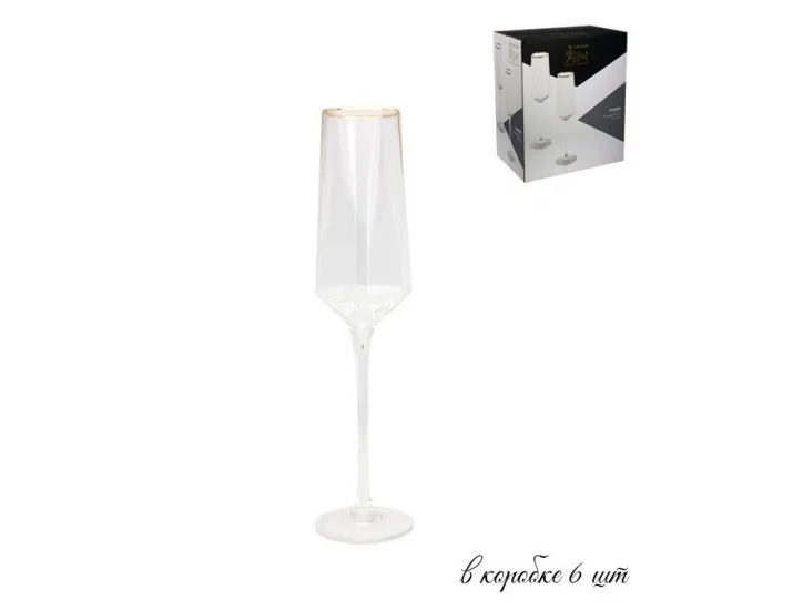 Набор из 6 фужеров для шампанского Lenardi Diamond  300мл 121-007