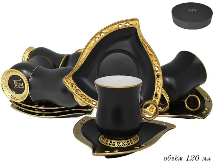 Набор кофейных пар на 6 персон 12 предметов 120мл Lenardi 122-013