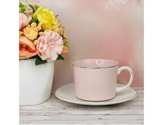 Набор чайных пар на 6 персон 12 предметов 230мл Lenardi 122-022 розовый