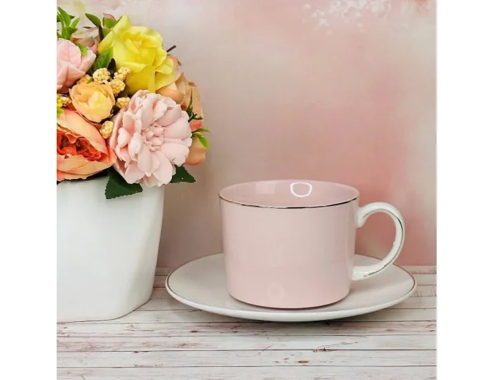 Набор чайных пар на 6 персон 12 предметов 230мл Lenardi 122-022 розовый