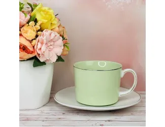 Набор чайных пар на 6 персон 12 предметов 230мл Lenardi 122-027 салатовый